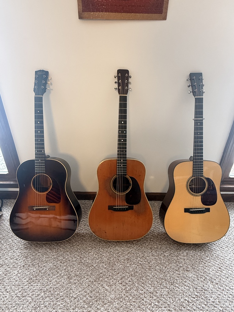 Three vintage acoustic guitars